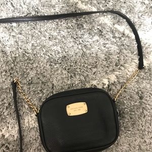 Michael Kors Jet Set Leather Crossbody Bag Black